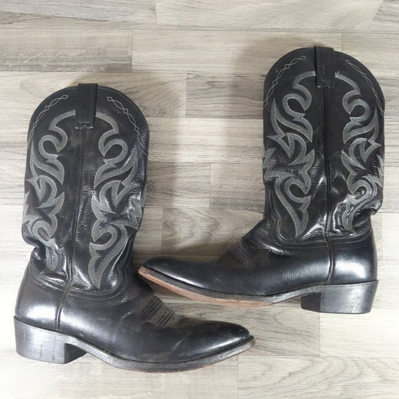 Dan Post Boots Size 10D Western Cowboy Mens Black Stitching DP 2110 J - Picture 4 of 8